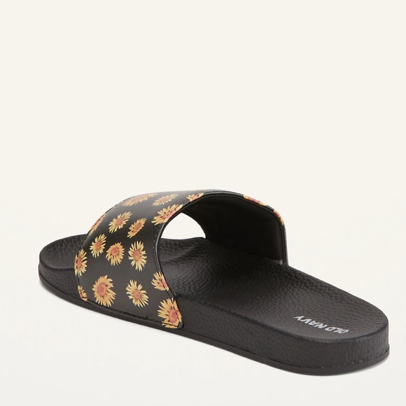 🆕 Old Navy Girls Faux-Leather Pool Slide Sandals Sunflowers Size 12/13 Y - Picture 3 of 11